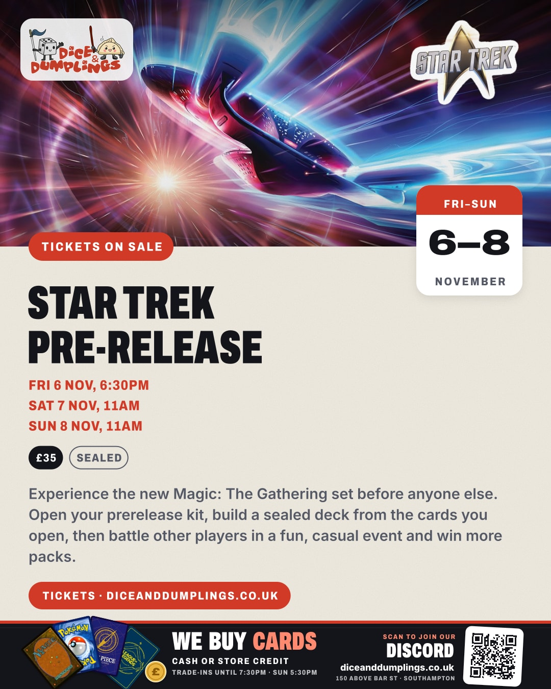 MTG Star Trek Prerelease Ticket Sunday 8th November Morning 11:00am poster