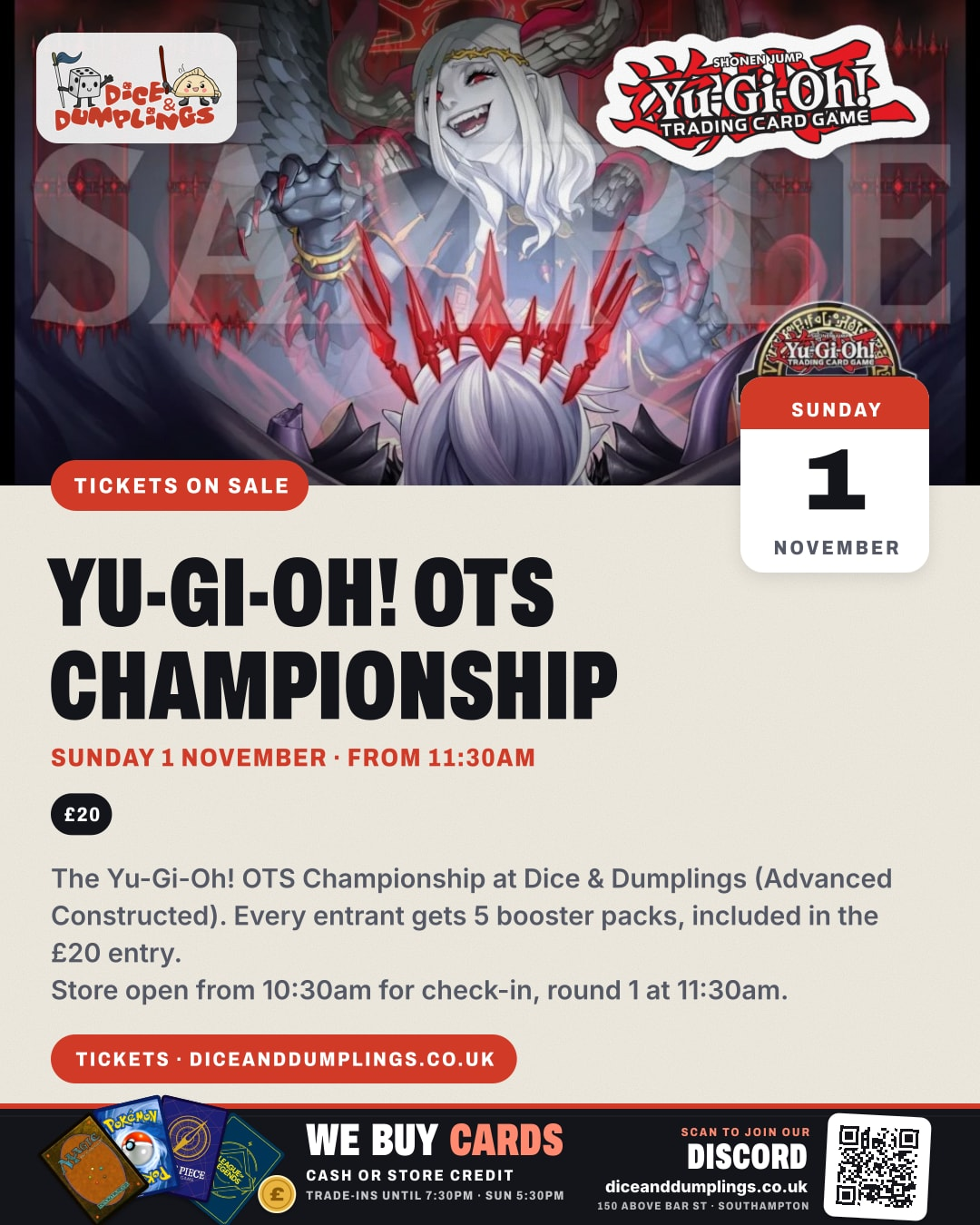 Yu-Gi-Oh! OTS Championship Ticket Sunday 1st November 11:30am poster