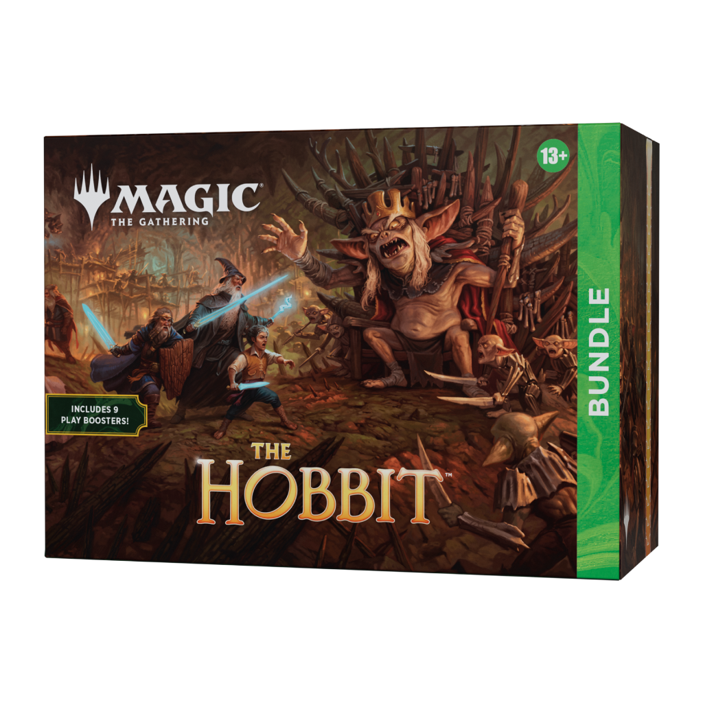 The Hobbit Bundle Magic The Gathering MTG 9 Play Boosters Goblin King Art Angle View PNG
